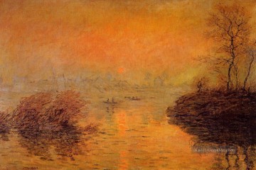  Seine Kunst - Sonnenuntergang auf der Seine bei Lavacourt Winter Effekt Claude Monet